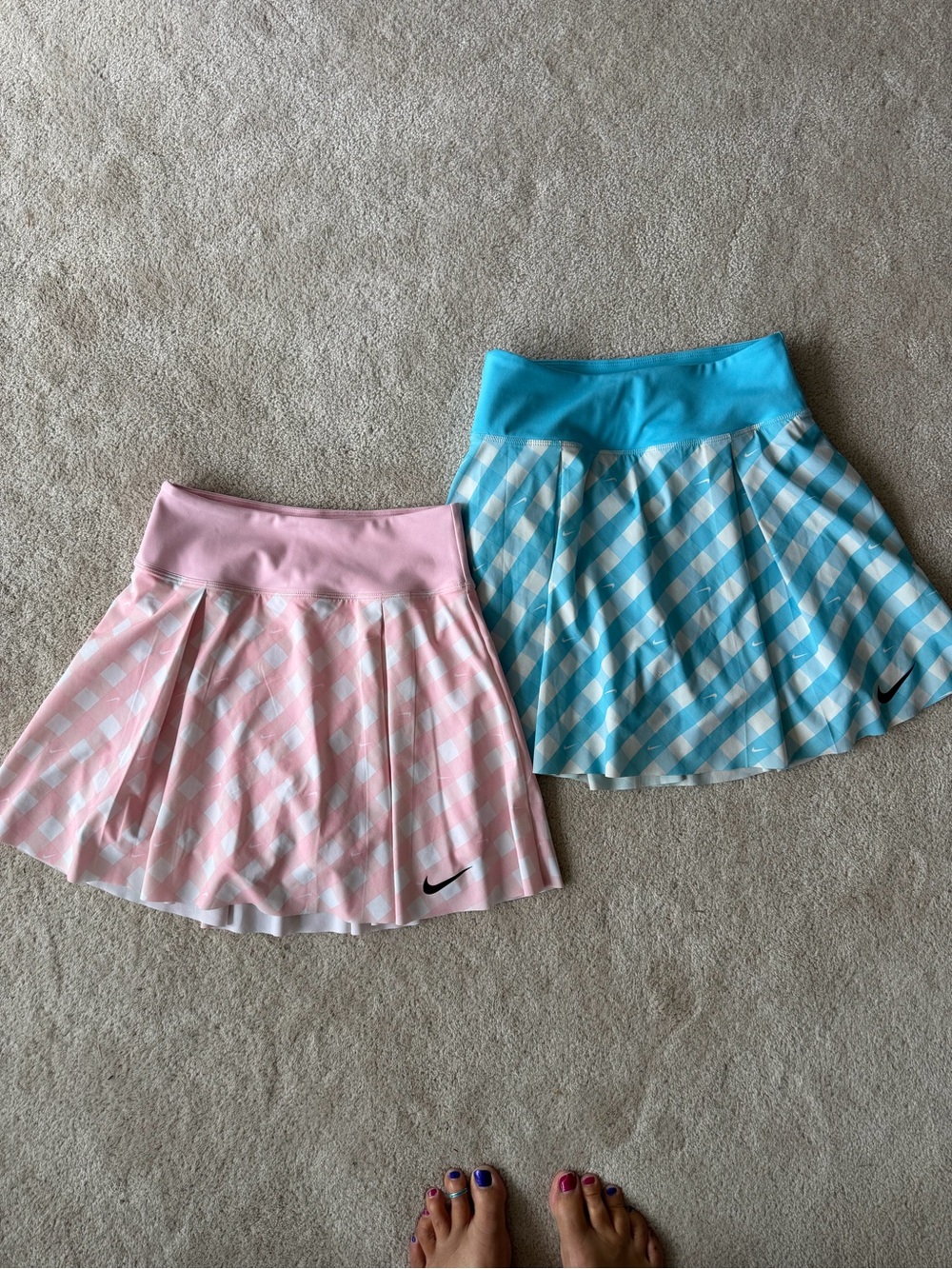 Nike Pink and Blue Plaid Tennis Skorts (Pair)